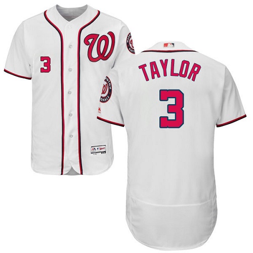 Nationals #3 Michael Taylor White Flexbase Authentic Collection Stitched MLB Jersey